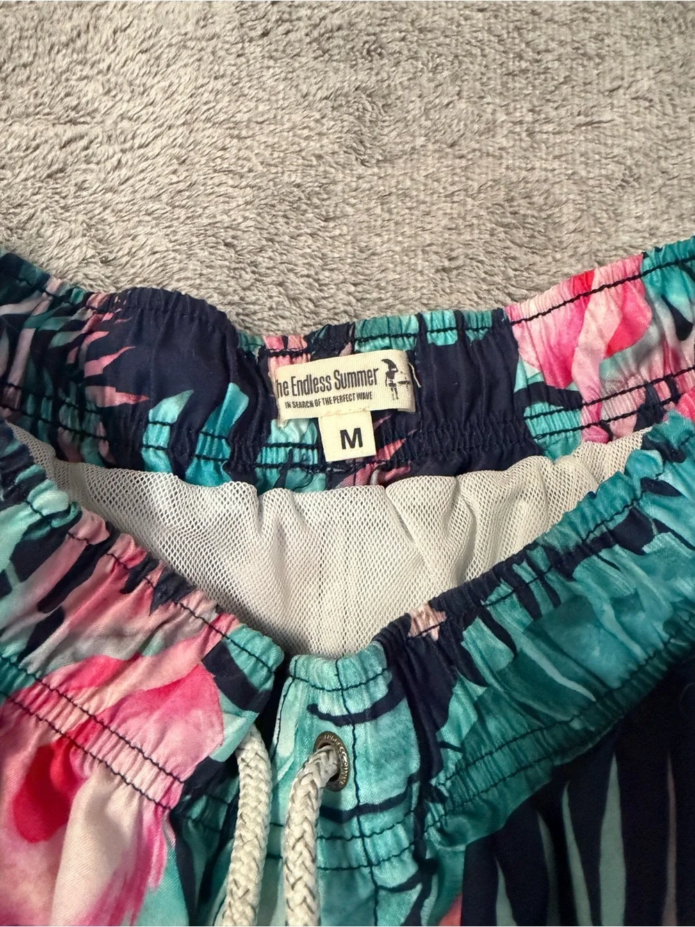 The endless summer size medium Men's Tropical Flamingo Swim Shorts - Pink & Teal